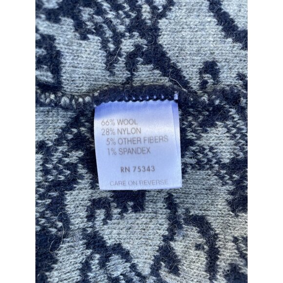 A. Ida Made In Italy Wool Blend Navy & Gray Patterned Knit Cardigan Sweater Jack - Picture 6 of 9